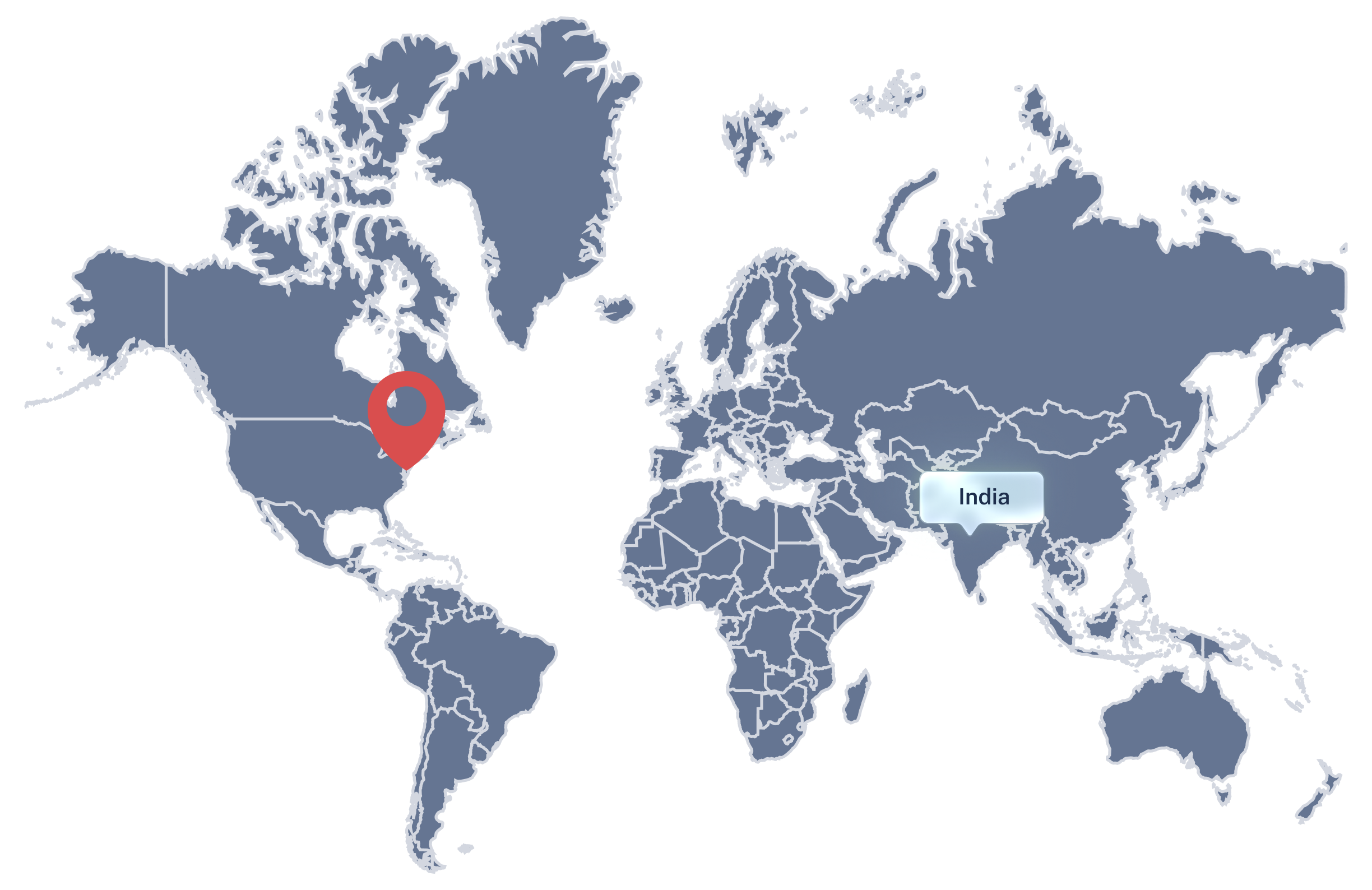 World map showing IntoneCCM office locations